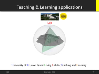 19
Lab
HDR 25 octobre 2013
Teaching & Learning applications
University of Reunion Island Living Lab for Teaching and Learning
 