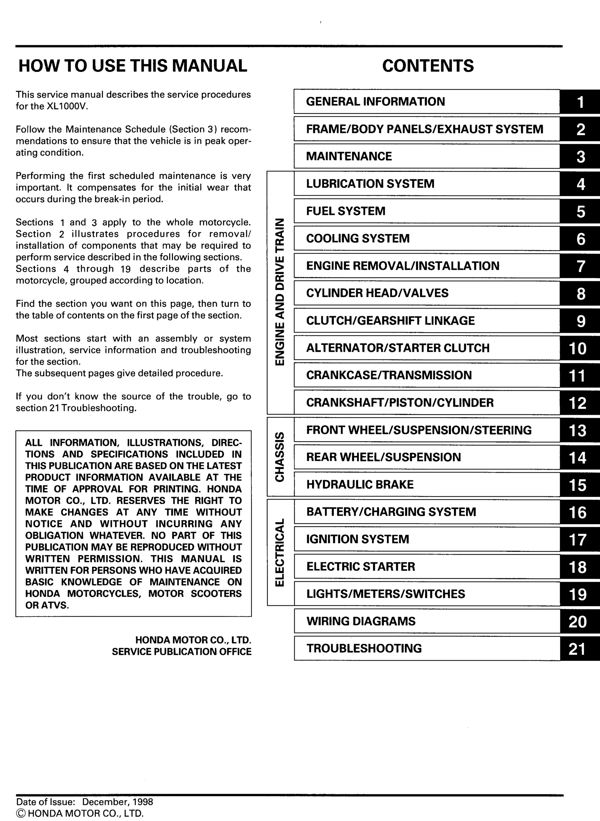 Xl1000 varadero service manual | PDF