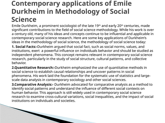Methodology Of Emile Durkheim Pptx