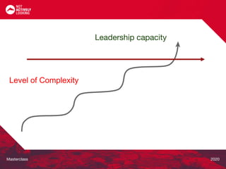 Masterclass 2020
Leadership capacity
Level of Complexity
 