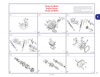41
01.10.00
1
Grupo do Motor
Engine Group
Grupo de Motor
• O número de referência na ilustração do índice
pode ser diferente da que aparece no texto.
• Ref. No. on the index ilustration may be different
from that in the text.
• El número de referencia en la ilustración de índices
puede ser diferente del que aparece en el texto.
M-1 M-2 M-3
M-3.1 M-4 M-5
M-6 M-7 M-8
 