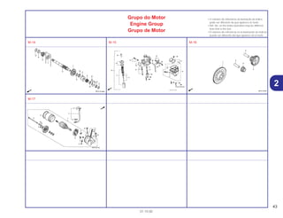 43
01.10.00
2
Grupo do Motor
Engine Group
Grupo de Motor
• O número de referência na ilustração do índice
pode ser diferente da que aparece no texto.
• Ref. No. on the index ilustration may be different
from that in the text.
• El número de referencia en la ilustración de índices
puede ser diferente del que aparece en el texto.
M-14 M-15 M-16
M-17
 