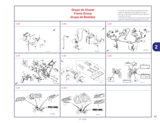 47
01.10.00
2
Grupo do Chassi
Frame Group
Grupo de Bastidor
• O número de referência na ilustração do índice
pode ser diferente da que aparece no texto.
• Ref. No. on the index ilustration may be different
from that in the text.
• El número de referencia en la ilustración de índices
puede ser diferente del que aparece en el texto.
C-25 C-25.1 C-26
C-27 C-28 C-29
C-30 C-30.1
 