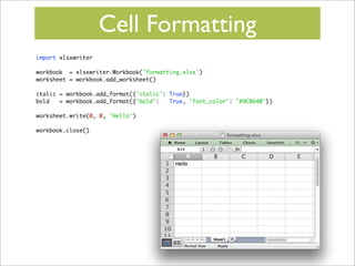 Creating Excel files with Python and XlsxWriter | PDF
