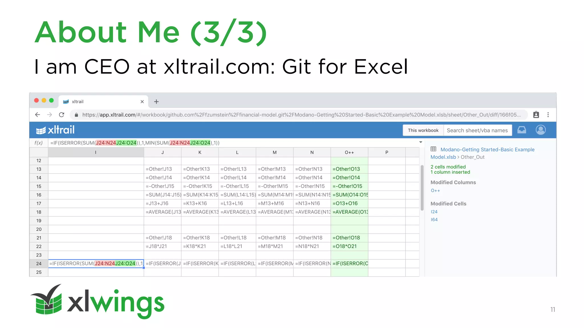 I am CEO at xltrail.com: Git for Excel
11
About Me (3/3)
 
