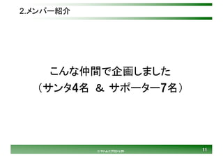 1111© マハムニプロジェクト
2.メンバー紹介
こんな仲間で企画しました
（サンタ4名 ＆ サポーター7名）
 