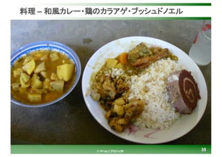 3535© マハムニプロジェクト
料理 – 和風カレー・鶏のカラアゲ・ブッシュドノエル
 