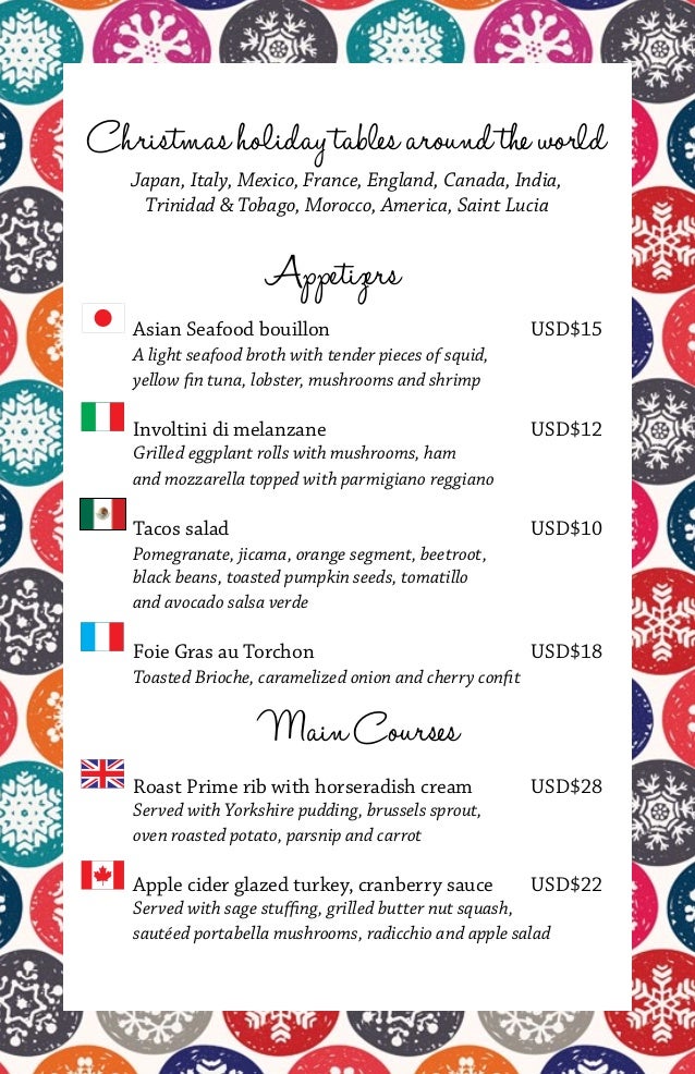 christmas menu borders christmas menu borders
