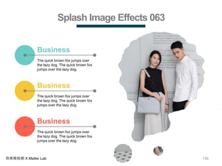 130商業簡報網 X Matter Lab
Splash Image Effects 063
The quick brown fox jumps over
the lazy dog. The quick brown fox
jumps over the lazy dog.
Business
The quick brown fox jumps over
the lazy dog. The quick brown fox
jumps over the lazy dog.
Business
The quick brown fox jumps over
the lazy dog. The quick brown fox
jumps over the lazy dog.
Business
 