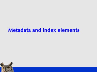 Metadata and index elements
 