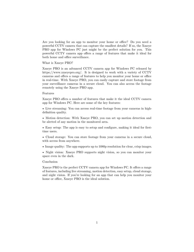 Xmeye PRO The Ultimate CCTV Camera App for Windows PC PDF