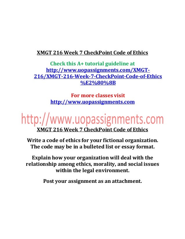 Xmgt 216 week 7 checkpoint code of ethics 04 picture