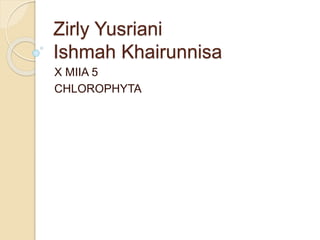 Zirly Yusriani
Ishmah Khairunnisa
X MIIA 5
CHLOROPHYTA
 