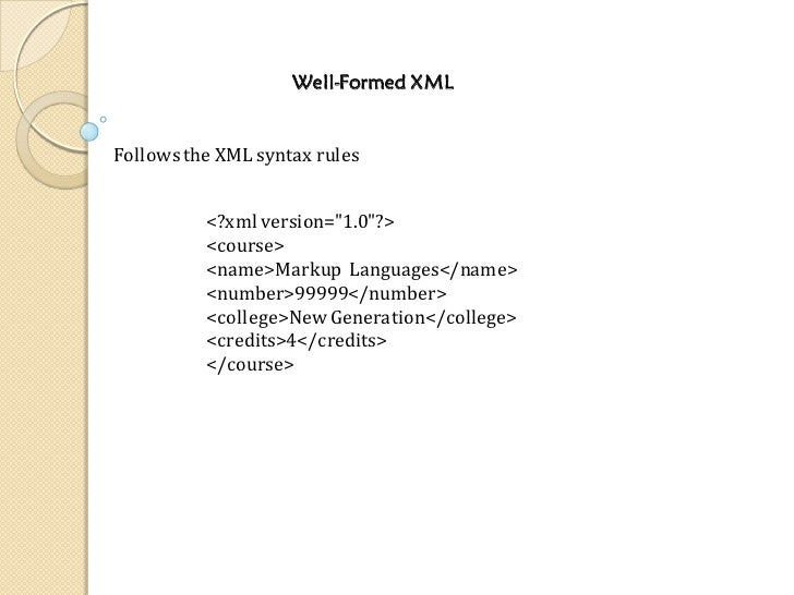 xml syntax