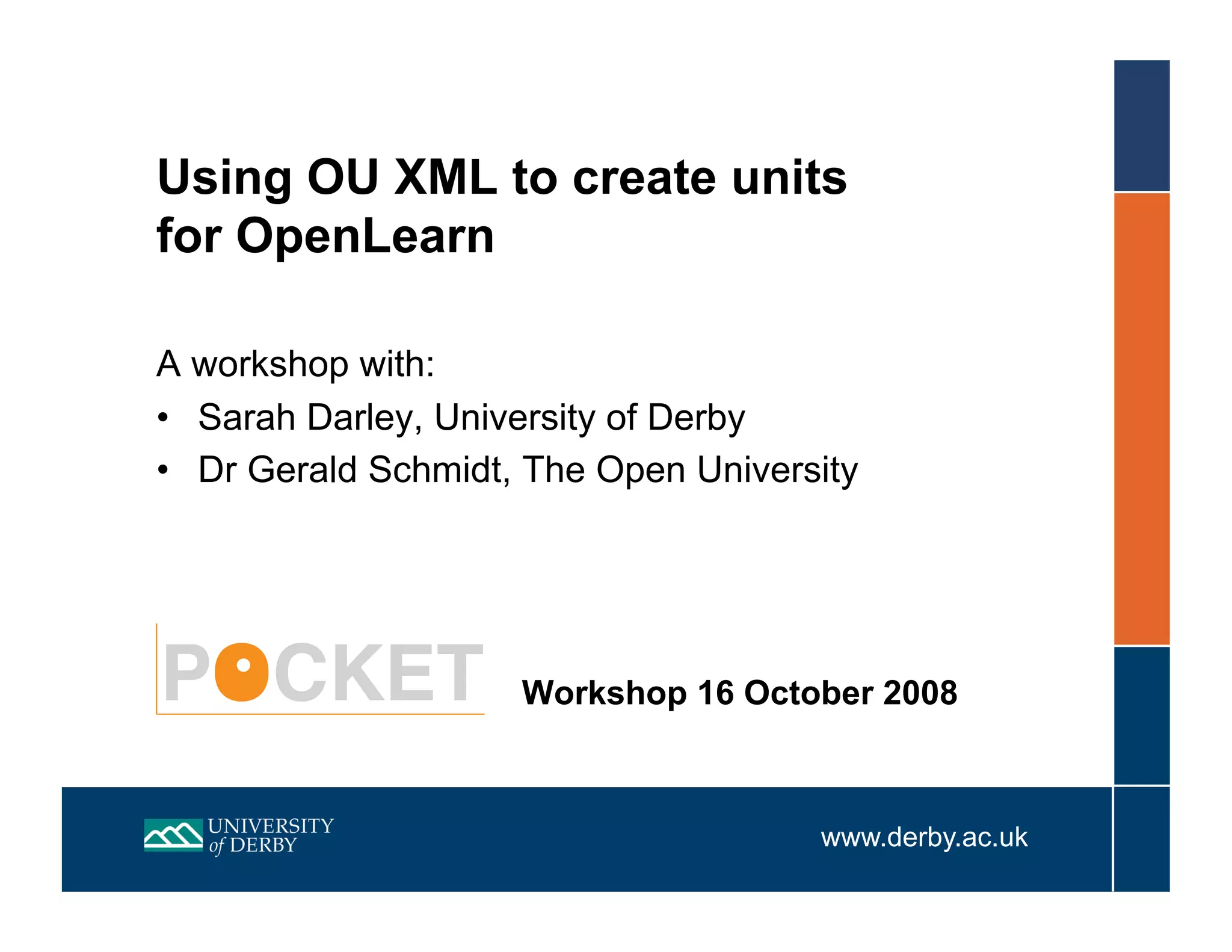 Using OU XML to create units for OpenLearn