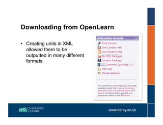 Using OU XML to create units for OpenLearn