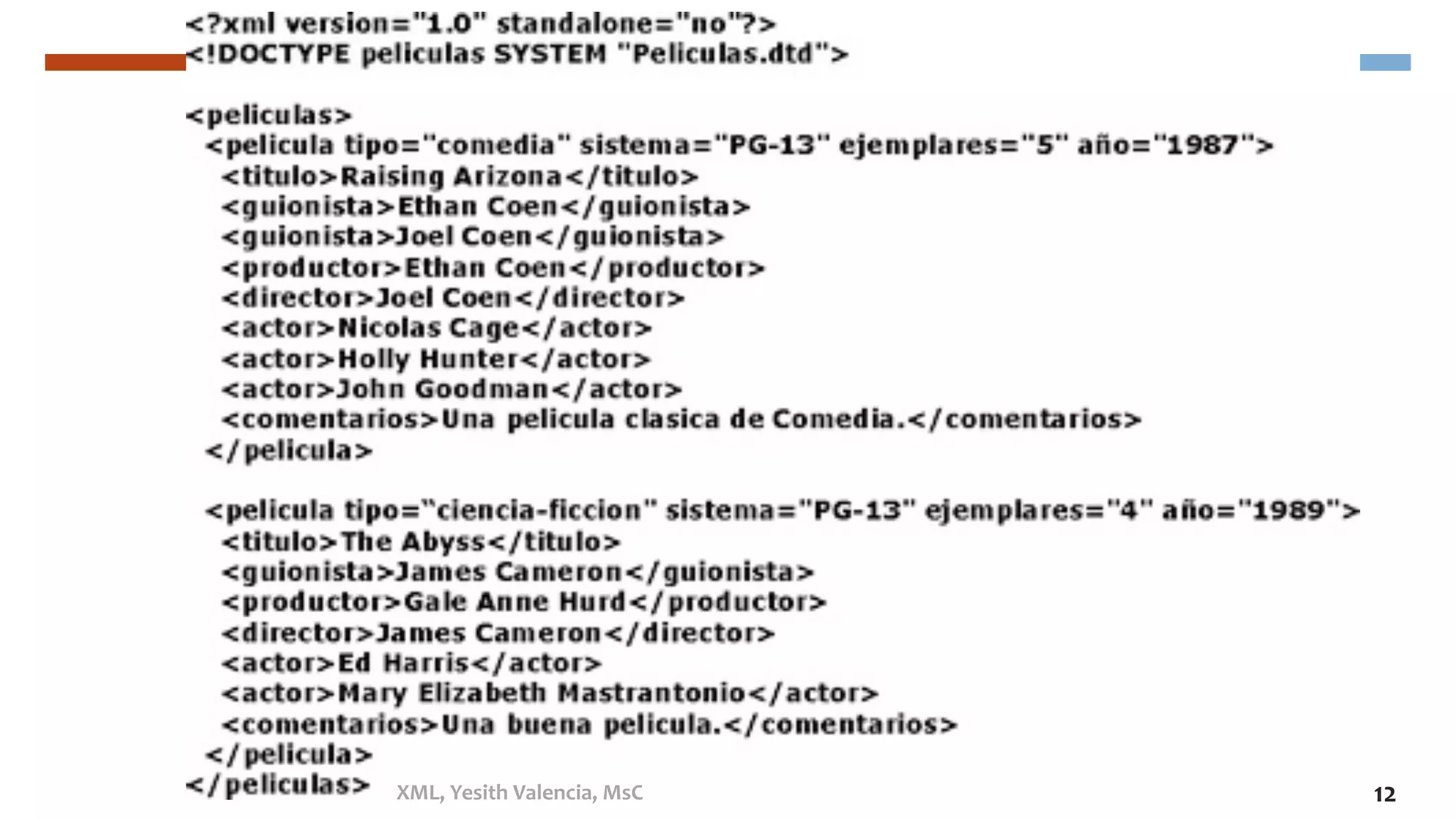 XML,	Yesith	Valencia,	MsC	 12	
 
