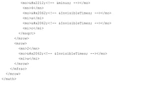 <mo>−<!-- &minus; --></mo>
           <mn>4</mn>
           <mo>⁢<!-- &InvisibleTimes; --></mo>
           <mi>a</mi>
           <mo>⁢<!-- &InvisibleTimes; --></mo>
           <mi>c</mi>
        </msqrt>
      </mrow>
      <mrow>
        <mn>2</mn>
        <mo>⁢<!-- &InvisibleTimes; --></mo>
        <mi>a</mi>
      </mrow>
    </mfrac>
  </mrow>
</math>
 