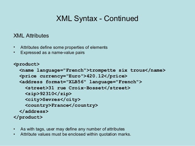 xml syntax