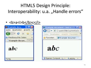 HTML5	Design	Principle:
Interoperability:	u.a.	„Handle	errors“
• <b>a<i>b</b>c</i>
96
 