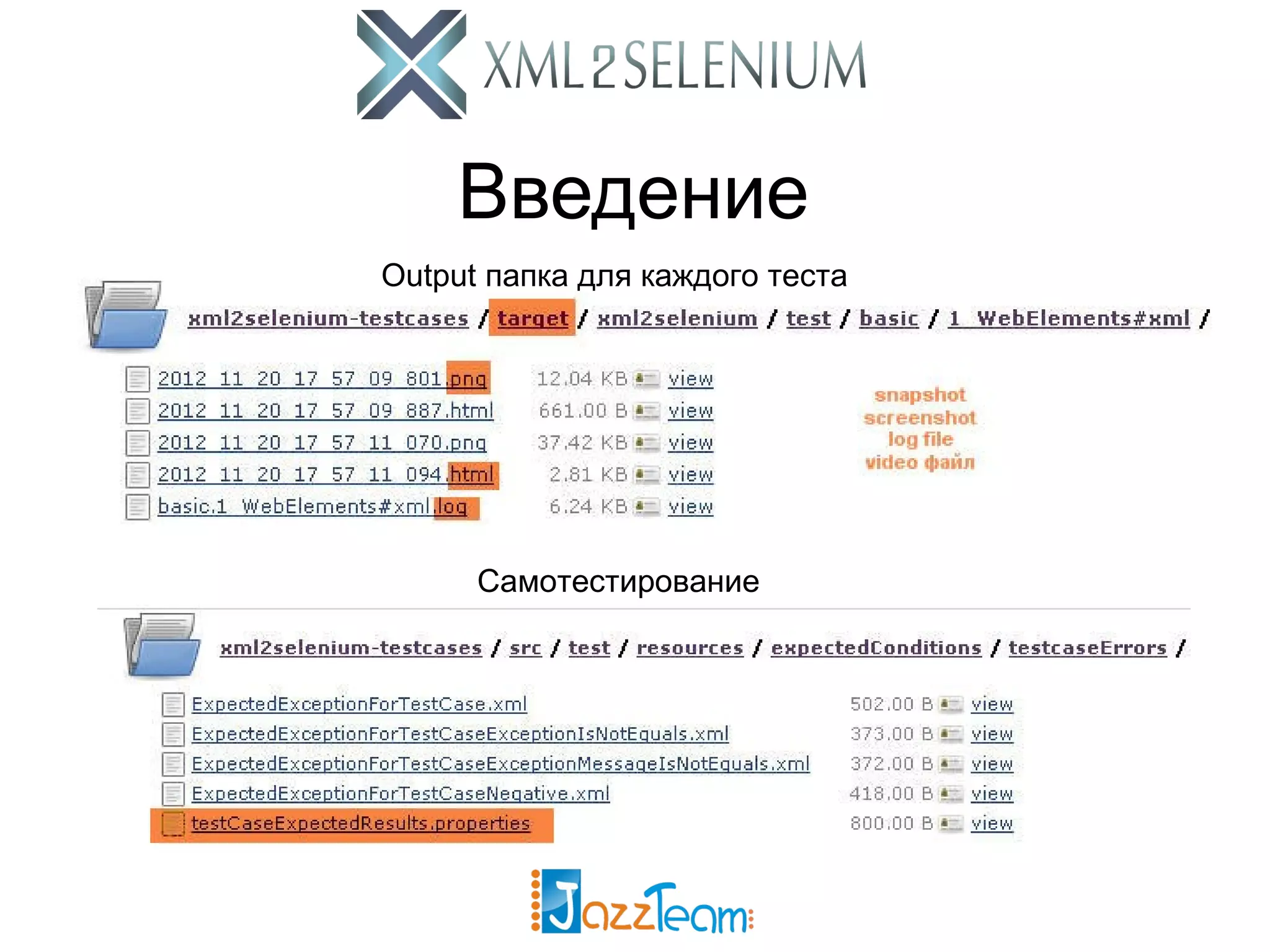 Введение Output папка для каждого теста Самотестирование 