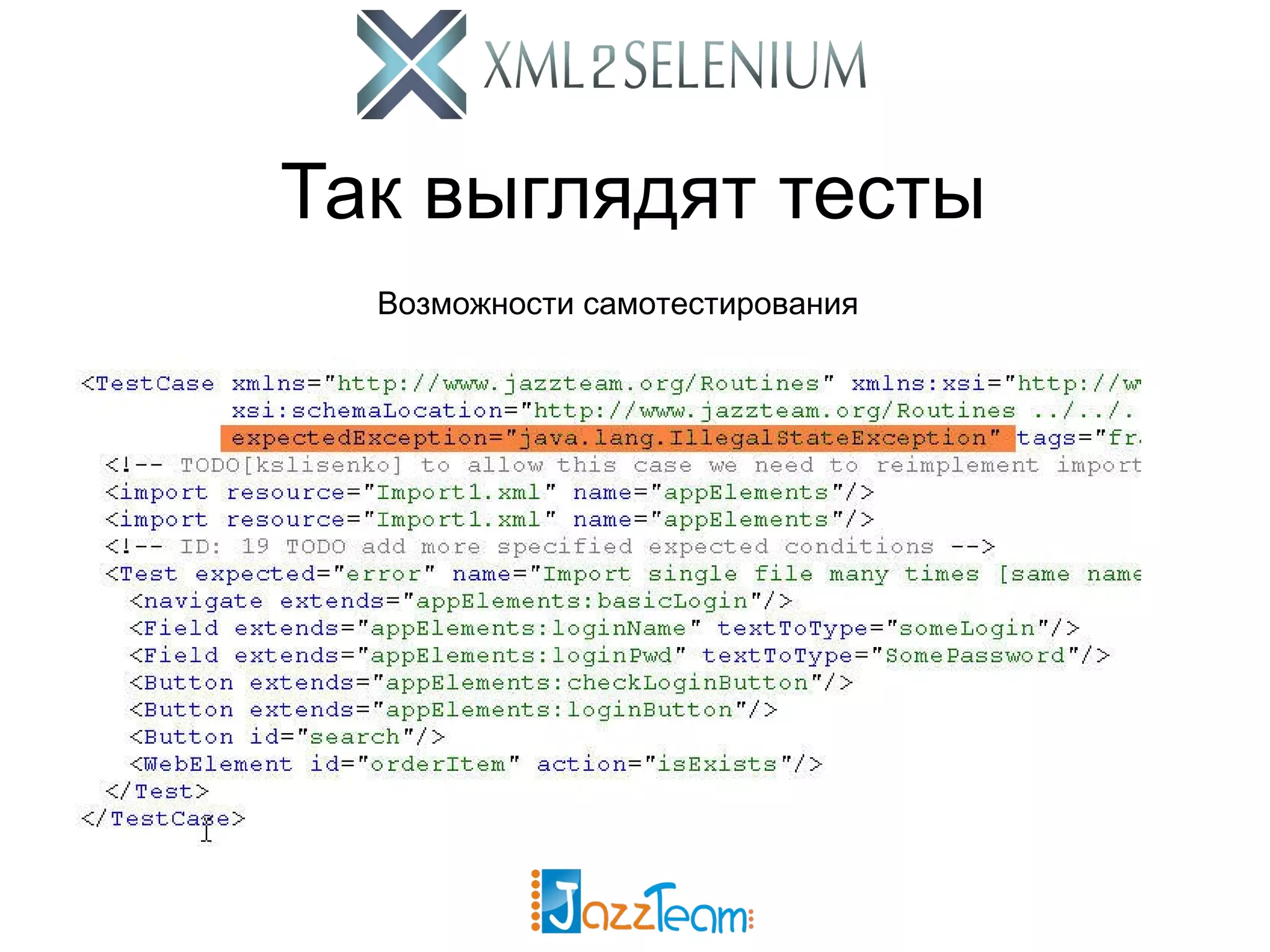 Так выглядят тесты Возможности самотестирования 