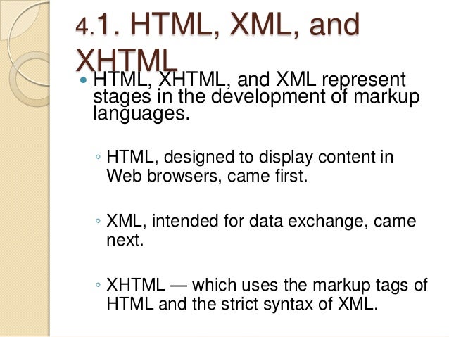 Lecture 4 - Adding XTHML for the Web