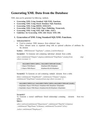 Xml generation and extraction using XMLDB | DOCX