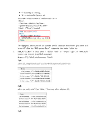 Xml generation and extraction using XMLDB | DOCX