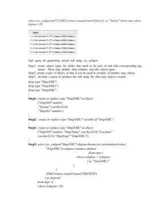 Xml generation and extraction using XMLDB | DOCX | Databases | Computer ...