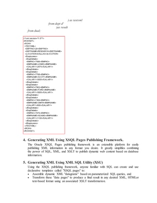 Xml generation and extraction using XMLDB | DOCX