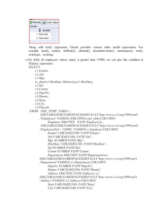 Xml generation and extraction using XMLDB | DOCX | Databases | Computer ...