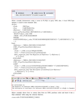 Xml generation and extraction using XMLDB | DOCX | Databases | Computer ...