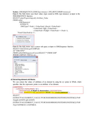 Xml generation and extraction using XMLDB | DOCX