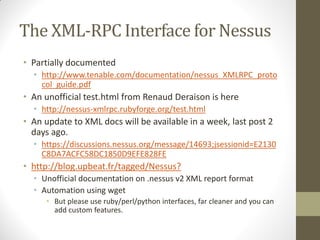 XML Interfaces to the popular Nessus Scanner | PDF