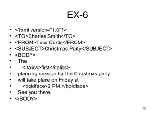 EX-6 <?xml version="1.0"?> <TO>Charles Smith</TO> <FROM>Tess Curtis</FROM> <SUBJECT>Christmas Party</SUBJECT> <BODY> The  <italics>first</italics> planning session for the Christmas party will take place on Friday at  <boldface>2 PM.</boldface> See you there. </BODY> 
