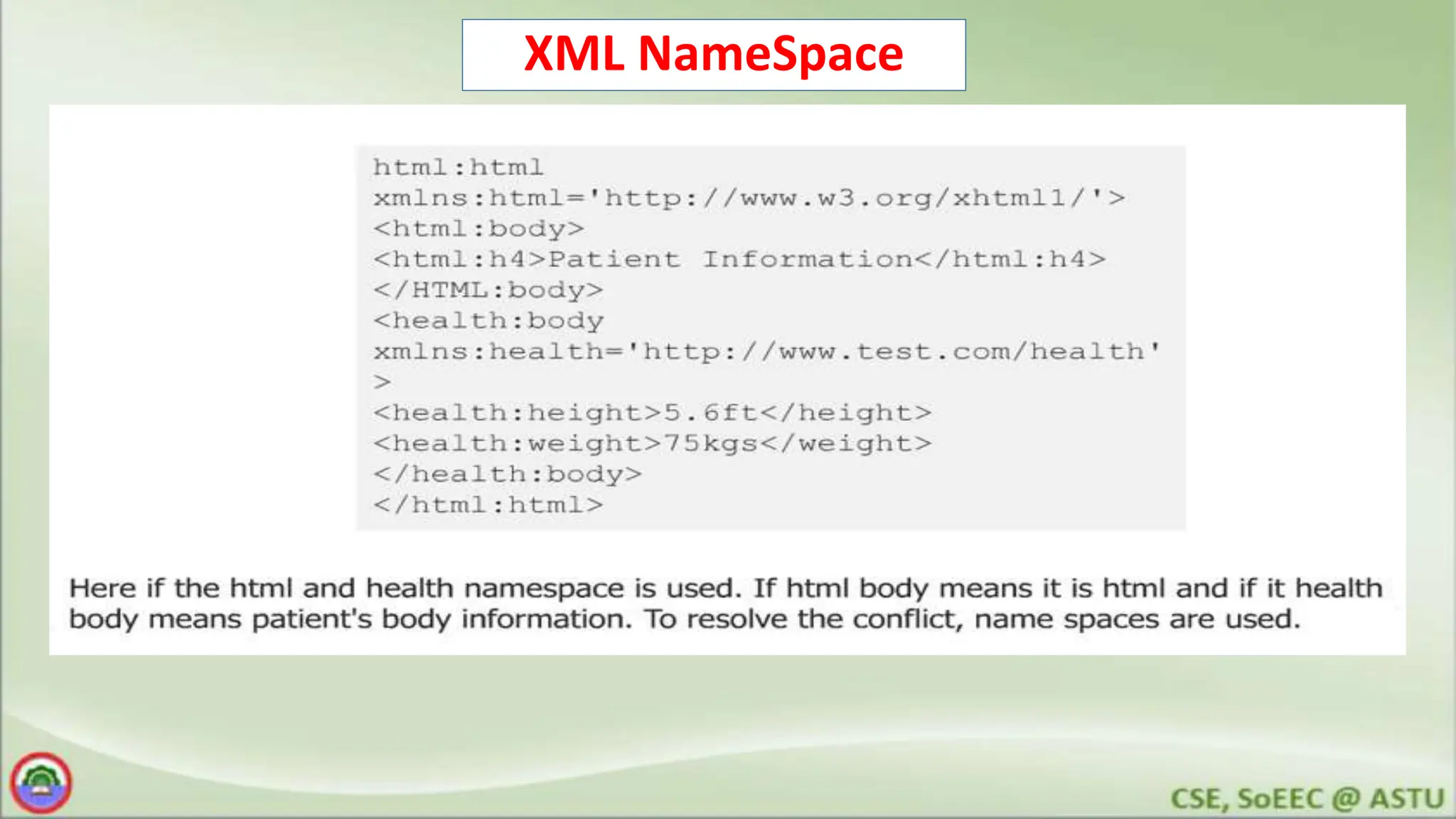 XML NameSpace
 