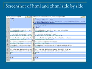 Screenshot of html and xhtml side by side 