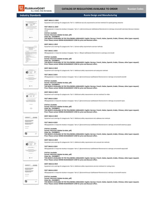 Industry Standards
GOST 34614.6-2019
Equipment and coverings for playgrounds. Part 6. Additional safety requirements and test methods for rocking chairs
ГОСТ 34614.6-2019
Оборудование и покрытия игровых площадок. Часть 6. Дополнительные требования безопасности и методы испытаний качалок
STATUS: Available
Format: Electronic (Adobe Acrobat, pdf)
THIS BOOK IS AVAILABLE IN THE FOLLOWING LANGUAGES: English, German, French, Italian, Spanish, Arabic, Chinese, other (upon request).
Price: Please contact WWW.RUSSIANGOST.COM for price and discount offers.
Order No.: OS3288475
GOST 34614.4-2019
Equipment and coverings for playgrounds. Part 4. Additional safety requirements and cableway test methods
ГОСТ 34614.4-2019
Оборудование и покрытия игровых площадок. Часть 4. Дополнительные требования безопасности и методы испытаний канатных дорог
STATUS: Available
Format: Electronic (Adobe Acrobat, pdf)
Order No.: OS3288474
THIS BOOK IS AVAILABLE IN THE FOLLOWING LANGUAGES: English, German, French, Italian, Spanish, Arabic, Chinese, other (upon request).
Price: Please contact WWW.RUSSIANGOST.COM for price and discount offers.
GOST 34614.5-2019
Equipment and coverings for playgrounds. Part 5. Additional safety requirements and carousel test methods
ГОСТ 34614.5-2019
Оборудование и покрытия игровых площадок. Часть 5. Дополнительные требования безопасности и методы испытаний каруселей
STATUS: Available
Format: Electronic (Adobe Acrobat, pdf)
Order No.: OS3288977
THIS BOOK IS AVAILABLE IN THE FOLLOWING LANGUAGES: English, German, French, Italian, Spanish, Arabic, Chinese, other (upon request).
Price: Please contact WWW.RUSSIANGOST.COM for price and discount offers.
GOST 34614.2-2019
Equipment and coverings for playgrounds. Part 2. Additional safety requirements and swing test methods
ГОСТ 34614.2-2019
Оборудование и покрытия игровых площадок. Часть 2. Дополнительные требования безопасности и методы испытаний качелей
STATUS: Available
Format: Electronic (Adobe Acrobat, pdf)
Order No.: OS3288472
THIS BOOK IS AVAILABLE IN THE FOLLOWING LANGUAGES: English, German, French, Italian, Spanish, Arabic, Chinese, other (upon request).
Price: Please contact WWW.RUSSIANGOST.COM for price and discount offers.
GOST 34614.3-2019
Equipment and coverings for playgrounds. Part 3. Additional safety requirements and test methods for slides
ГОСТ 34614.3-2019
Оборудование и покрытия игровых площадок. Часть 3. Дополнительные требования безопасности и методы испытаний горок
STATUS: Available
Format: Electronic (Adobe Acrobat, pdf)
Order No.: OS3288473
THIS BOOK IS AVAILABLE IN THE FOLLOWING LANGUAGES: English, German, French, Italian, Spanish, Arabic, Chinese, other (upon request).
Price: Please contact WWW.RUSSIANGOST.COM for price and discount offers.
CATALOG OF REGULATIONS AVAILABLE TO ORDER Russian Codes
GOST 34614.1-2019
Equipment and coverings for playgrounds. Part 1. General safety requirements and test methods
ГОСТ 34614.1-2019
Оборудование и покрытия игровых площадок. Часть 1. Общие требования безопасности и методы испытаний
STATUS: Available
Format: Electronic (Adobe Acrobat, pdf)
Order No.: OS3288471
THIS BOOK IS AVAILABLE IN THE FOLLOWING LANGUAGES: English, German, French, Italian, Spanish, Arabic, Chinese, other (upon request).
Price: Please contact WWW.RUSSIANGOST.COM for price and discount offers.
GOST 34614.11-2019
Equipment and coverings for playgrounds. Part 11. Additional security requirements and test methods for spatial gaming networks
ГОСТ 34614.11-2019
Оборудование и покрытия игровых площадок. Часть 11. Дополнительные требования безопасности и методы испытаний пространственных игровых
сетей
STATUS: Available
Format: Electronic (Adobe Acrobat, pdf)
Order No.: OS3288470
THIS BOOK IS AVAILABLE IN THE FOLLOWING LANGUAGES: English, German, French, Italian, Spanish, Arabic, Chinese, other (upon request).
Price: Please contact WWW.RUSSIANGOST.COM for price and discount offers.
Russia Design and Manufacturing
 