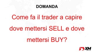 DOMANDA
Come fa il trader a capire
dove mettersi SELL e dove
mettersi BUY?
 
