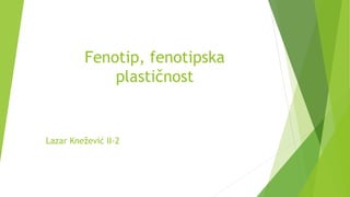 Fenotip, fenotipska
plastičnost
Lazar Knežević II-2
 