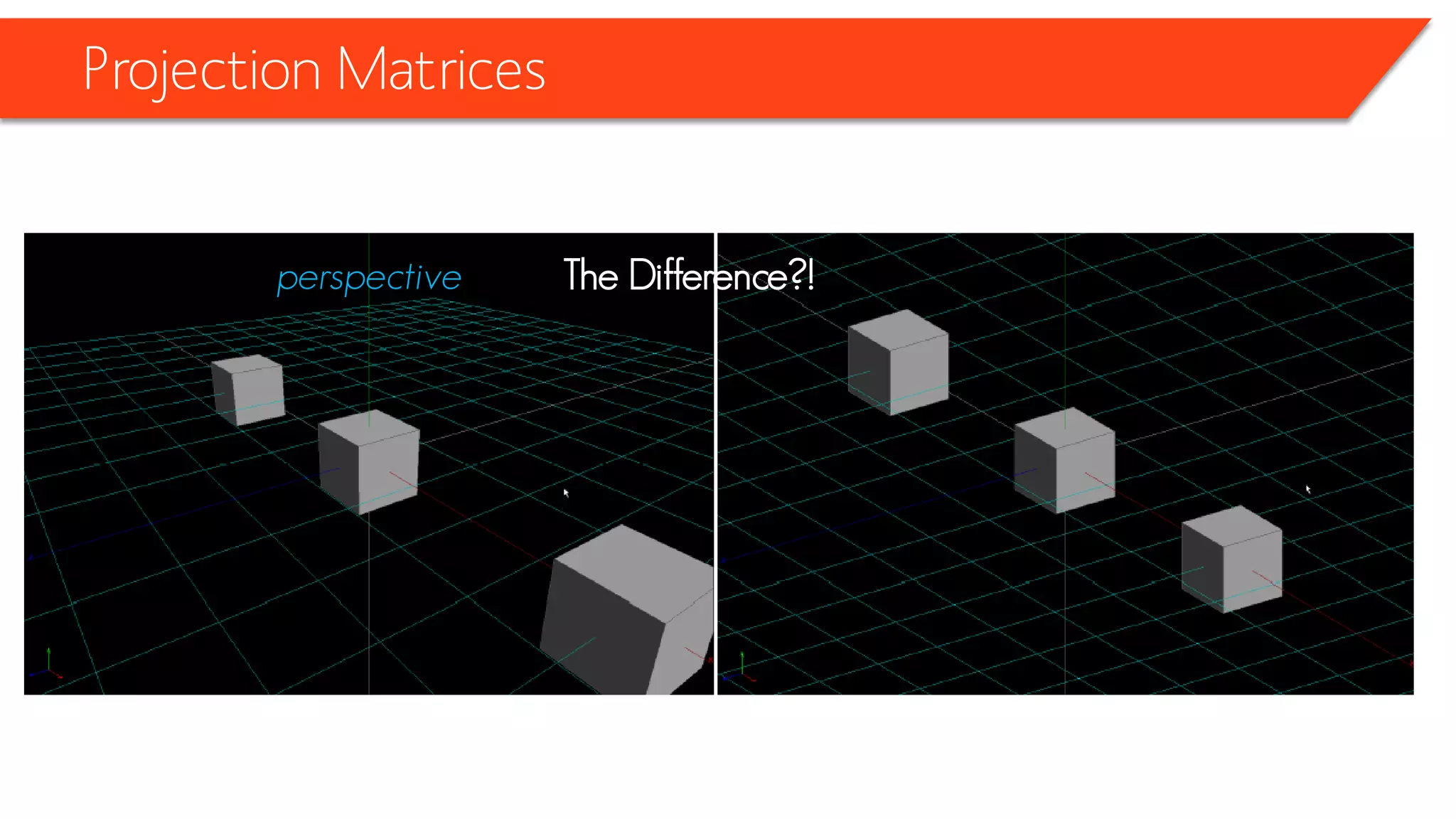 Projection Matrices 
The Difference?! 
perspective  