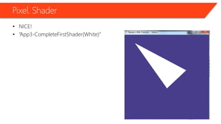 Pixel Shader
• NICE!
• “App3-CompleteFirstShader(White)”
 