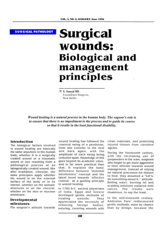 Surgical Wounds Biological and Management Principles - Sanjoy Sanyal