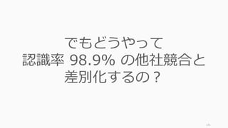 131
でもどうやって
認識率 98.9% の他社競合と
差別化するの？
 