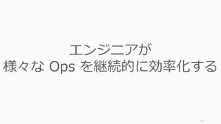 145
エンジニアが
様々な Ops を継続的に効率化する
 