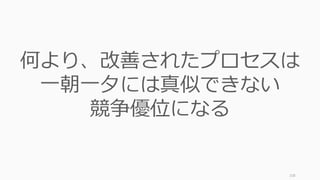 158
何より、改善されたプロセスは
一朝一夕には真似できない
競争優位になる
 
