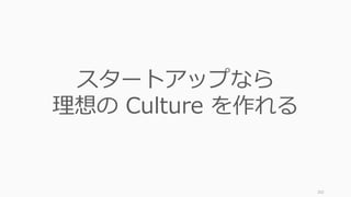 202
スタートアップなら
理想の Culture を作れる
 