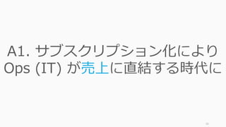50
A1. サブスクリプション化により
Ops (IT) が売上に直結する時代に
 