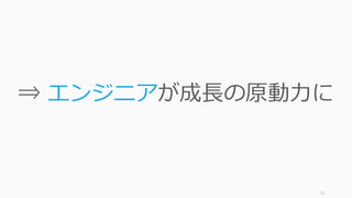 51
⇒ エンジニアが成長の原動力に
 